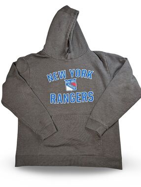Fanatics Gray New York Rangers Pullover Hoodie with Blue Logo Size XL